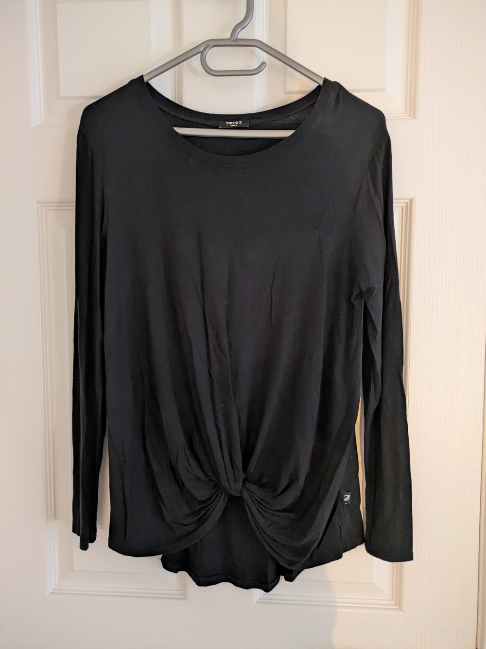 Terez Black Twist-Knot Long Sleeve Tee